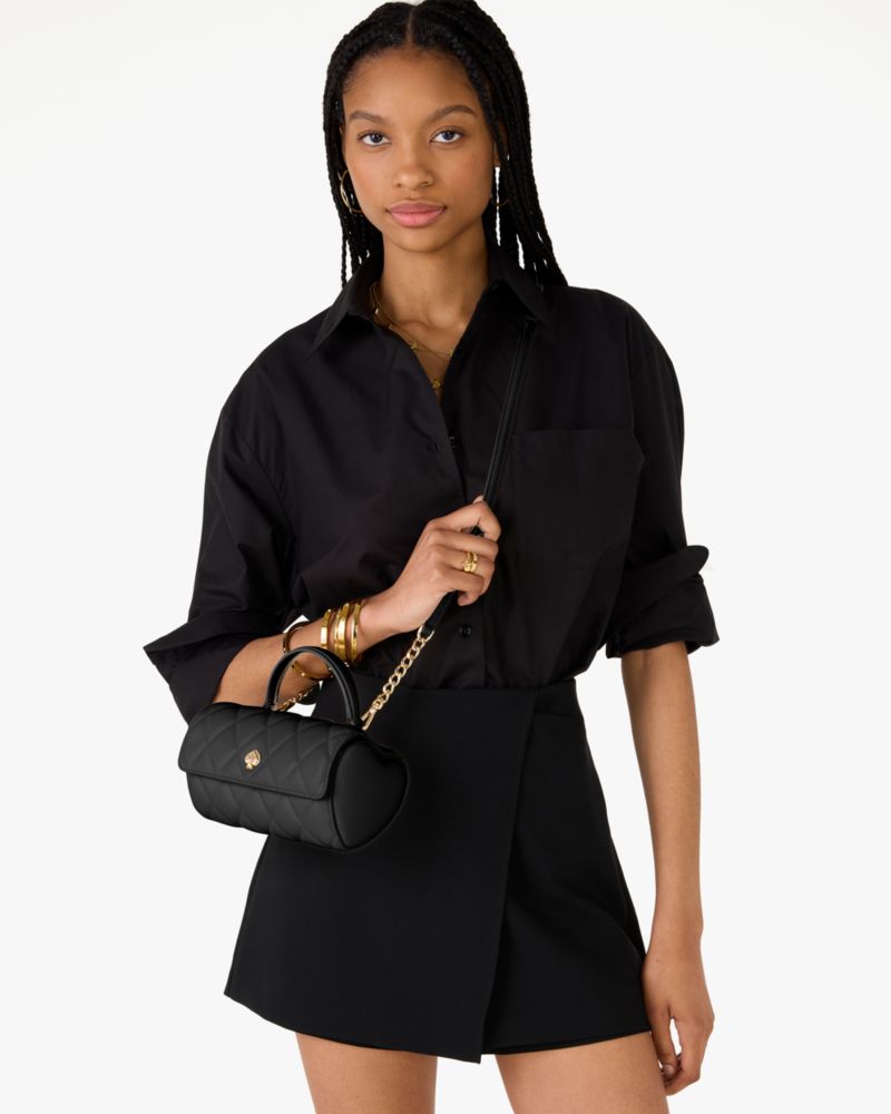 KateSpade Heart Barrel Quilted Crossbody Black