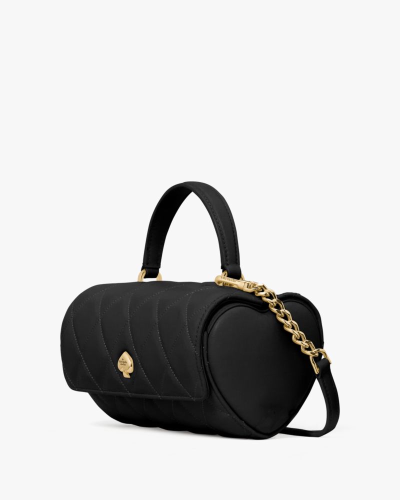 KateSpade Heart Barrel Quilted Crossbody Black