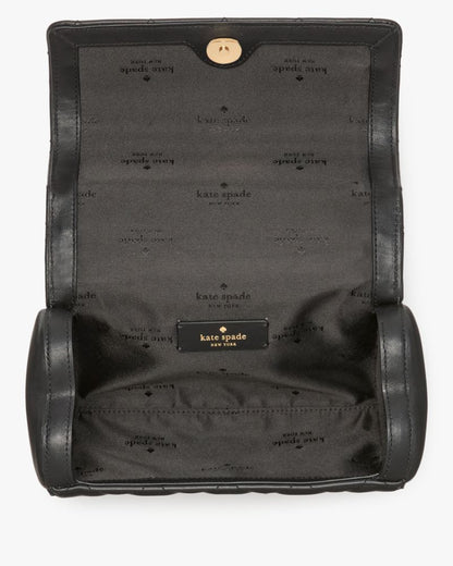 KateSpade Heart Barrel Quilted Crossbody Black