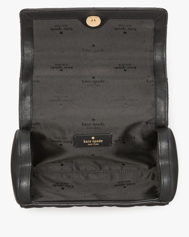 KateSpade Heart Barrel Quilted Crossbody Black