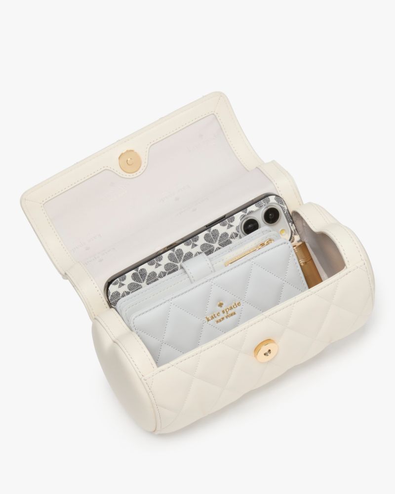 KateSpade Heart Barrel Quilted Crossbody Meringue