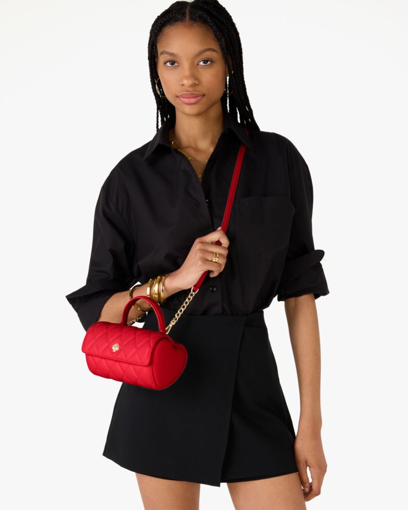 KateSpade Heart Barrel Quilted Crossbody Ruby Red