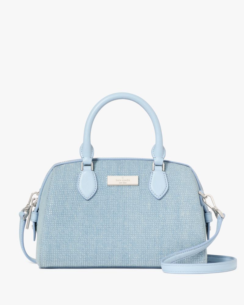 KateSpade Madison Studded Denim Small Dolly Duffle Blue Multicolor