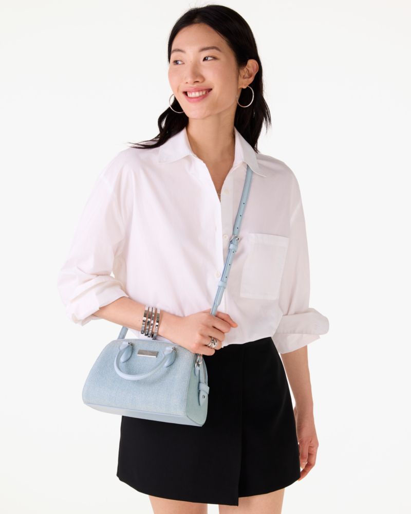 KateSpade Madison Studded Denim Small Dolly Duffle Blue Multicolor