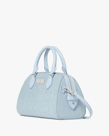 KateSpade Madison Studded Denim Small Dolly Duffle Blue Multicolor