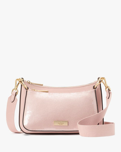 KateSpade Duet Satin Sequin Crossbody Rose Smoke