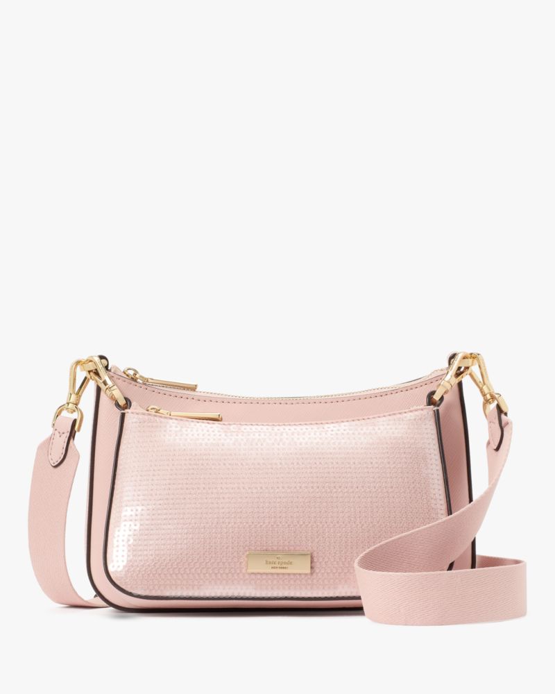 KateSpade Duet Satin Sequin Crossbody Rose Smoke
