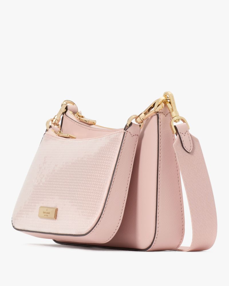 KateSpade Duet Satin Sequin Crossbody Rose Smoke