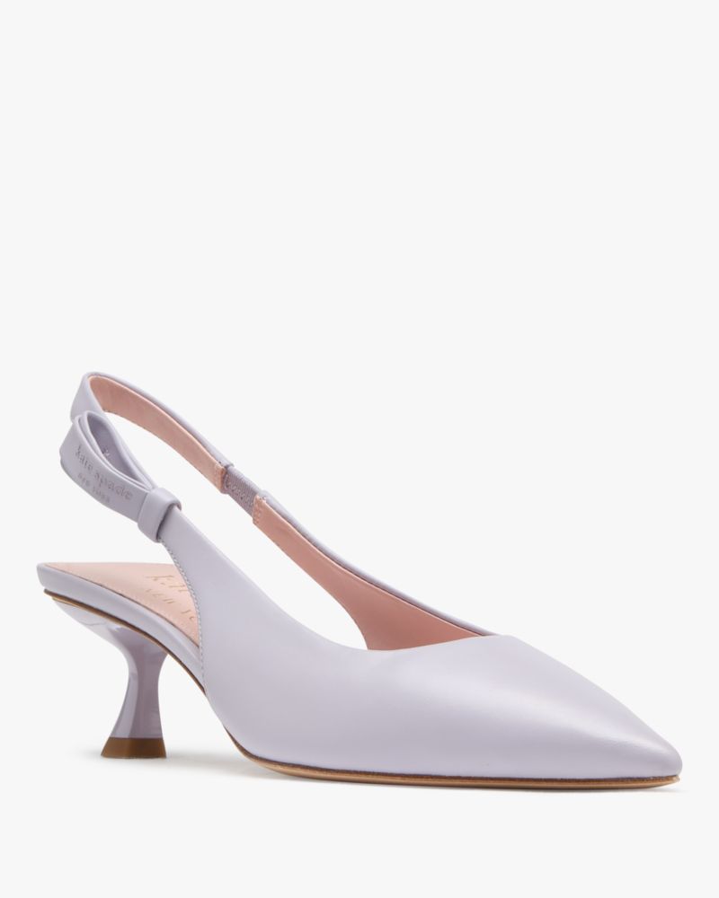 Katespade Riley Slingback Smooth Leather Kitten Heel Lavender Cream