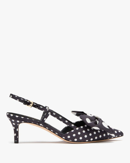Katespade Rue Breezy Dot Slingback Pumps Black Cream Multi