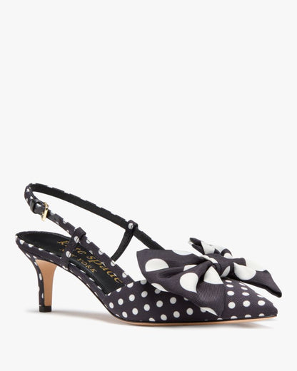 Katespade Rue Breezy Dot Slingback Pumps Black Cream Multi