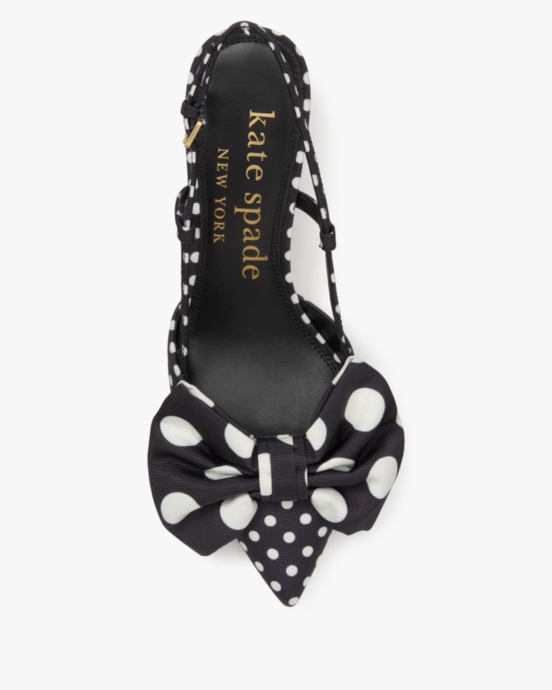 Katespade Rue Breezy Dot Slingback Pumps Black Cream Multi