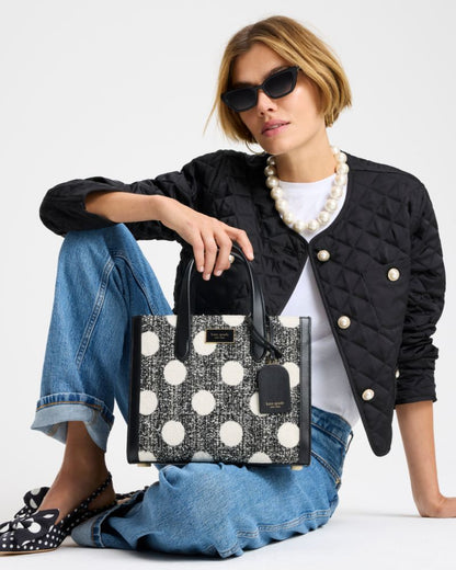 KateSpade Manhattan Dot Tweed Small Tote Black Multi
