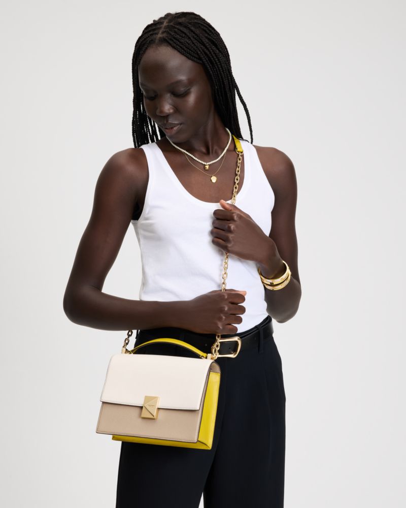 KateSpade Deco Color blocked Chain Shoulder Bag Tigers Eye Multi