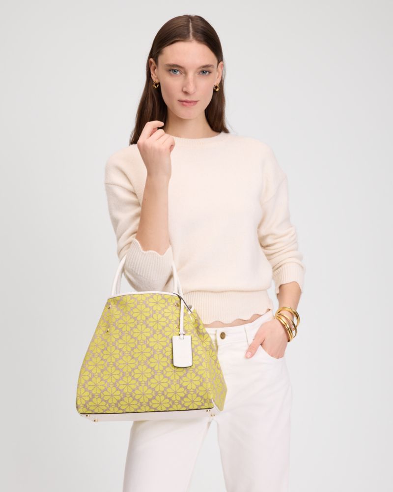 KateSpade Spade Flower Jacquard Medium Everything Tote Yellow Multi