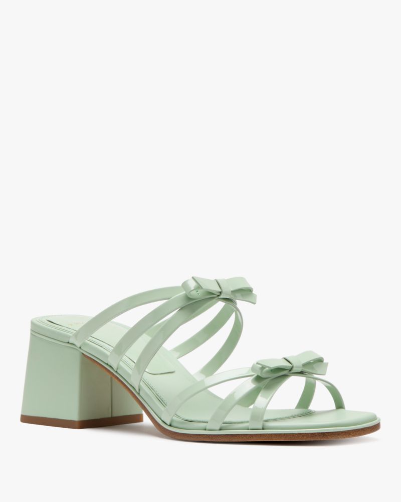 Katespade Carolina Patent Block Heel Sandals Pistachio Ice