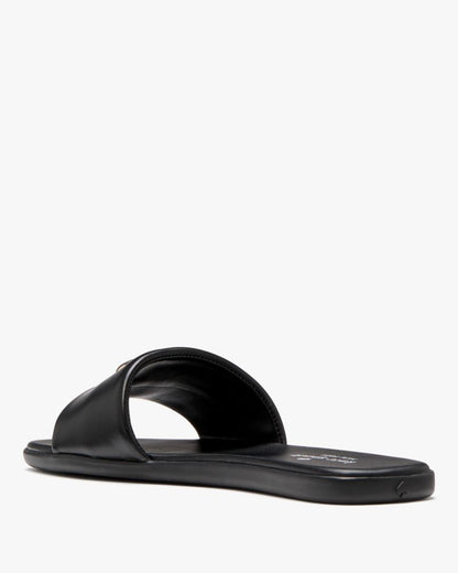Katespade Kendall Smooth Leather Slide Sandal Black