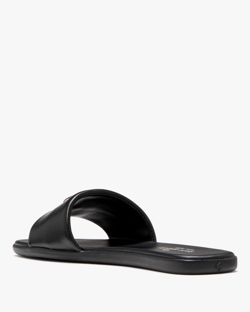 Katespade Kendall Smooth Leather Slide Sandal Black