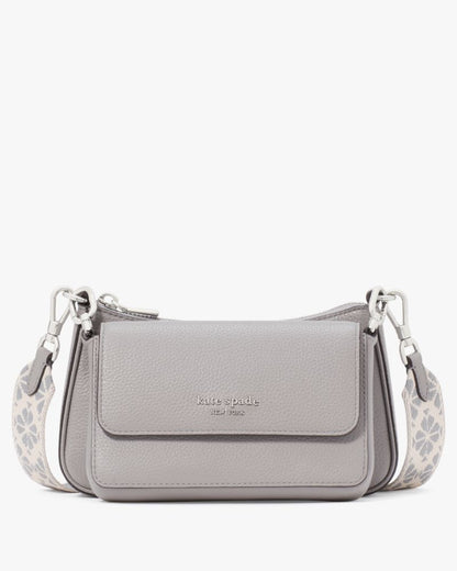 KateSpade Double Up Webbed Strap Crossbody Nimbus Grey