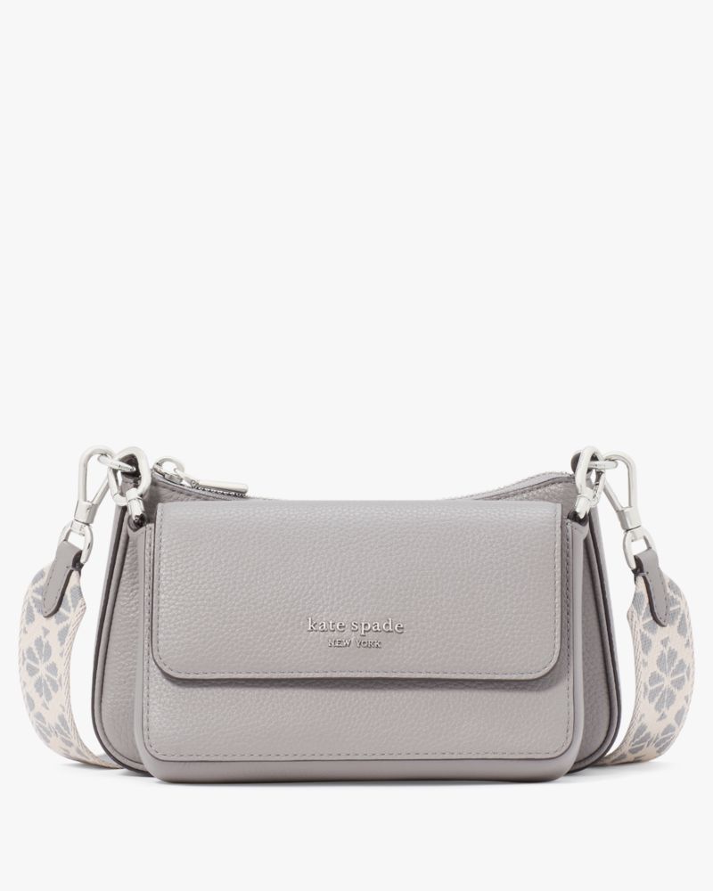 KateSpade Double Up Webbed Strap Crossbody Nimbus Grey