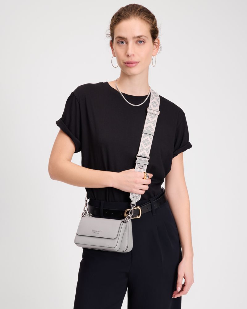 KateSpade Double Up Webbed Strap Crossbody Nimbus Grey