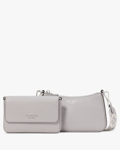 KateSpade Double Up Webbed Strap Crossbody Nimbus Grey