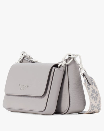 KateSpade Double Up Webbed Strap Crossbody Nimbus Grey