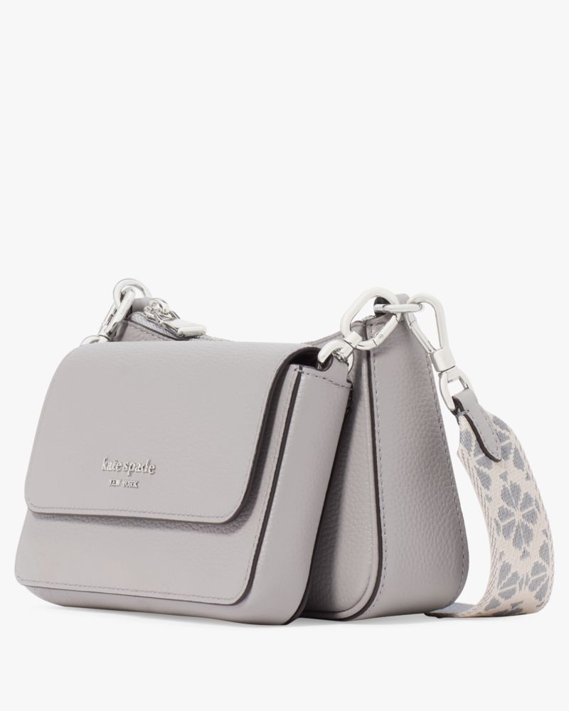 KateSpade Double Up Webbed Strap Crossbody Nimbus Grey