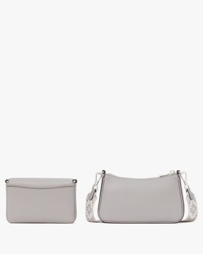 KateSpade Double Up Webbed Strap Crossbody Nimbus Grey