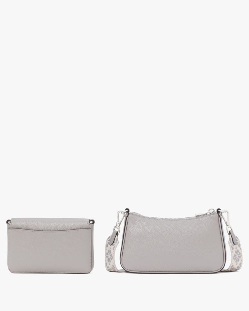 KateSpade Double Up Webbed Strap Crossbody Nimbus Grey