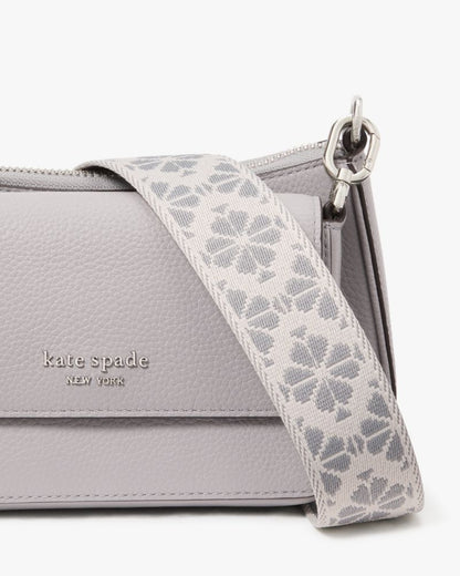 KateSpade Double Up Webbed Strap Crossbody Nimbus Grey