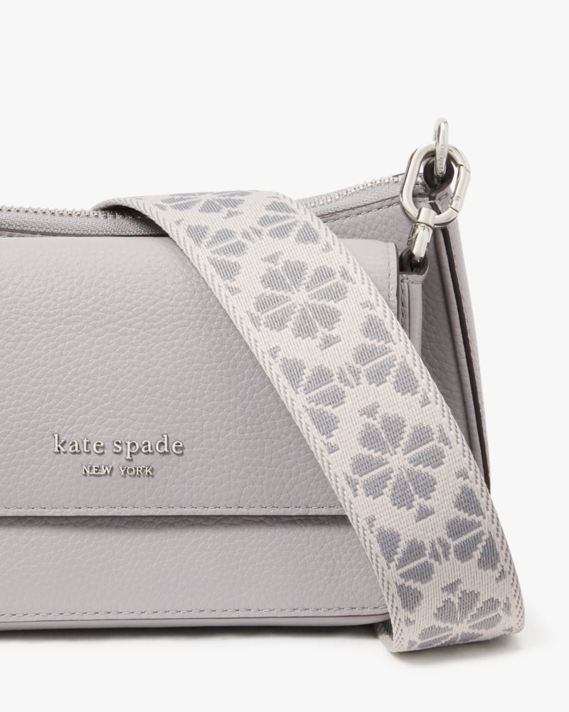 KateSpade Double Up Webbed Strap Crossbody Nimbus Grey