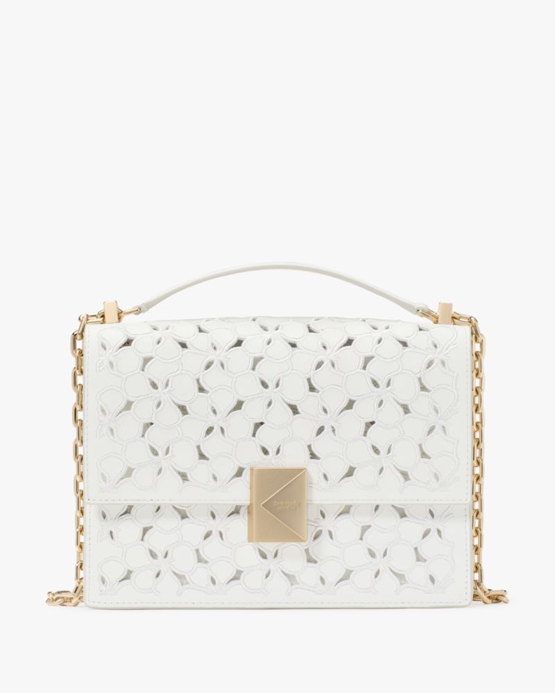 KateSpade Deco Eyelet Chain Shoulder Bag True White
