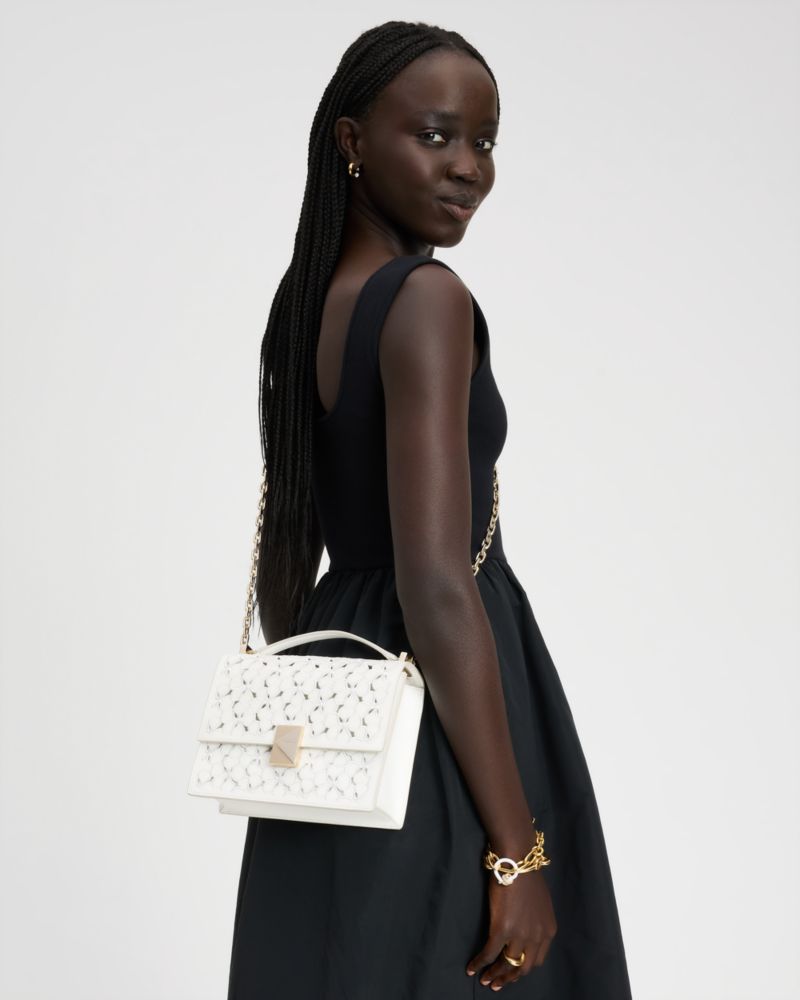 KateSpade Deco Eyelet Chain Shoulder Bag True White