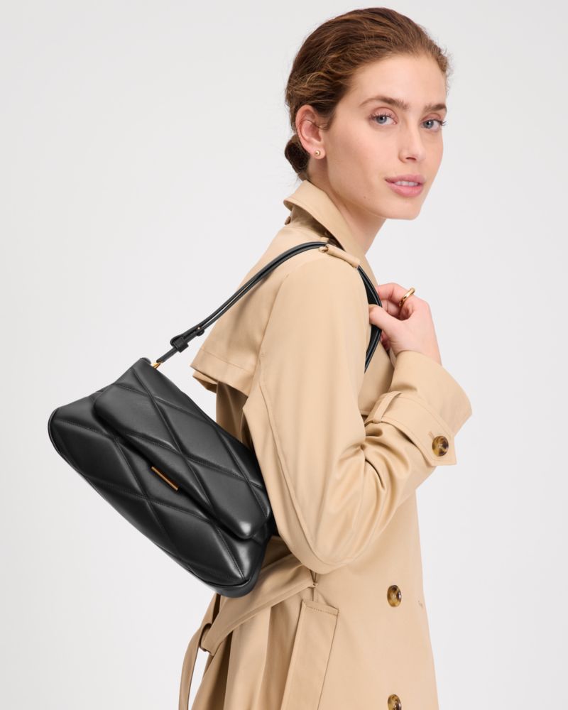 KateSpade Grace Quilted Convertible Shoulder Bag Black