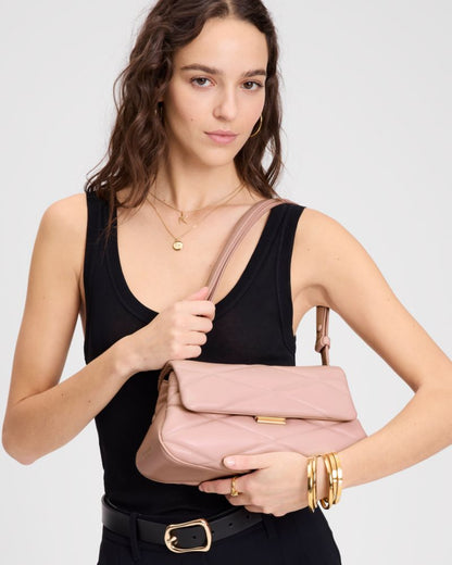 KateSpade Grace Quilted Convertible Shoulder Bag Rose Smoke
