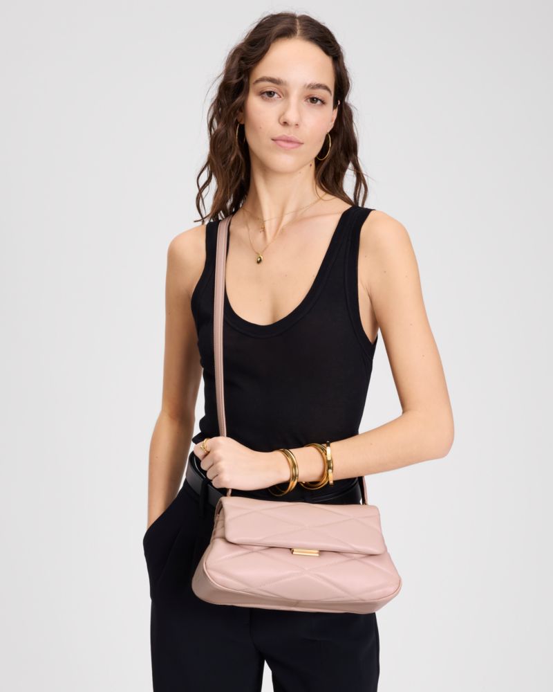 KateSpade Grace Quilted Convertible Shoulder Bag Rose Smoke