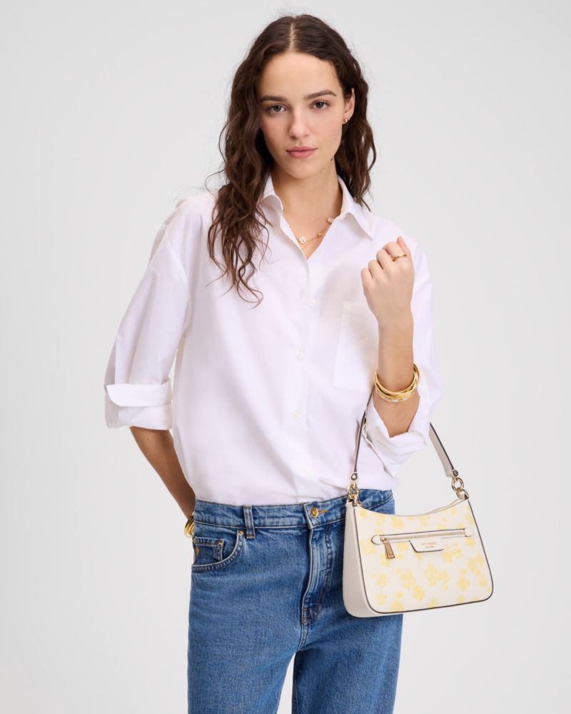 KateSpade Hudson Spring Pansies Convertible Crossbody Yuzu Jam Multi