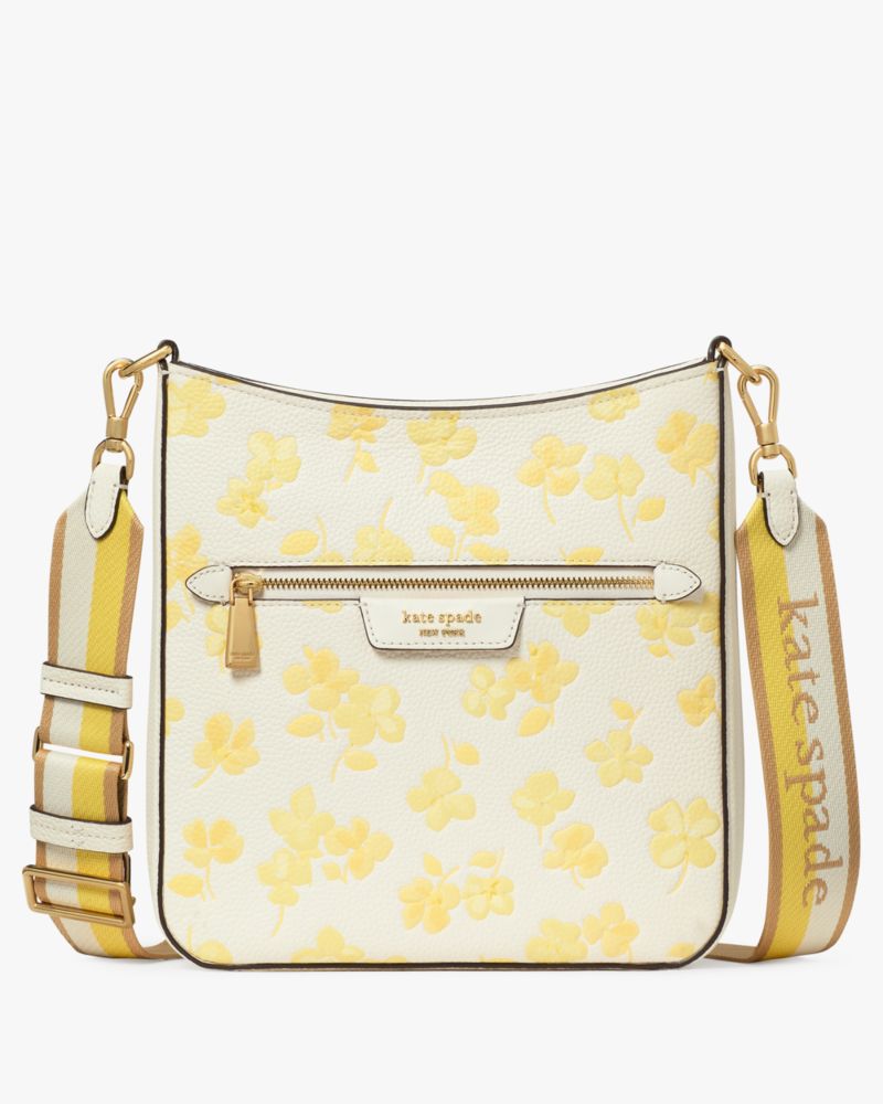 KateSpade Hudson Spring Pansies Messenger Crossbody Bag Yuzu Jam Multi