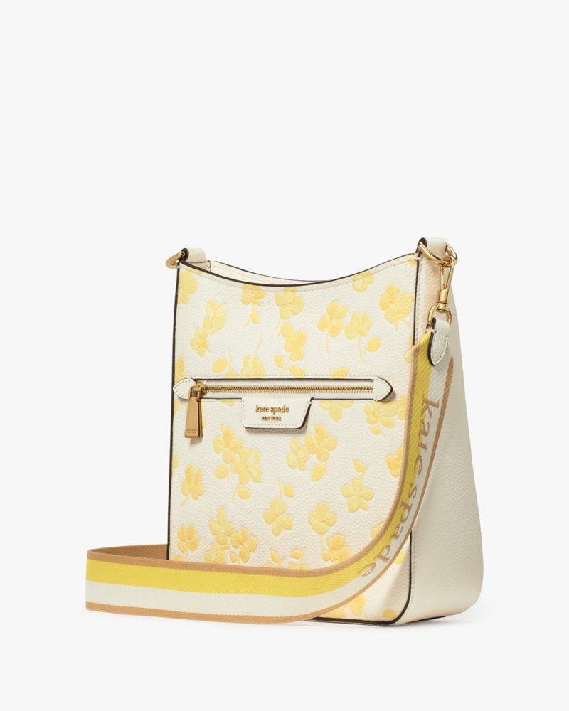 KateSpade Hudson Spring Pansies Messenger Crossbody Bag Yuzu Jam Multi