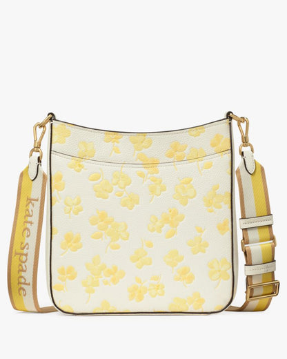 KateSpade Hudson Spring Pansies Messenger Crossbody Bag Yuzu Jam Multi