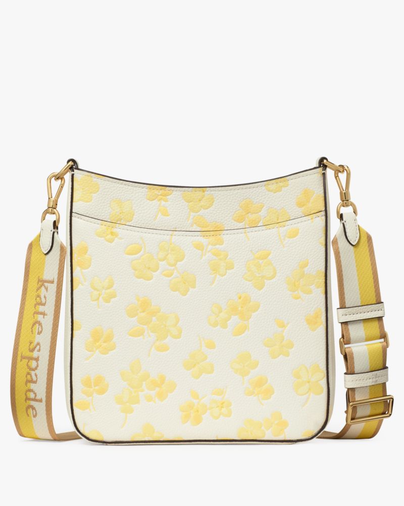 KateSpade Hudson Spring Pansies Messenger Crossbody Bag Yuzu Jam Multi