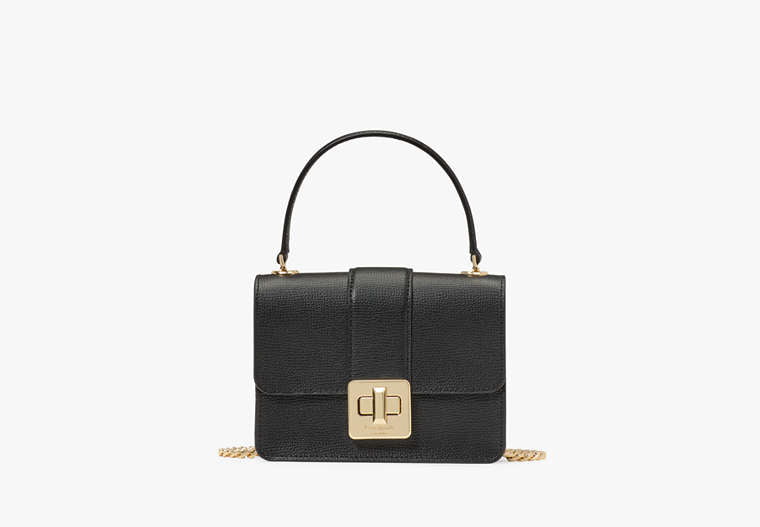 Phoebe Turnlock Mini Flap Crossbody Black Black
