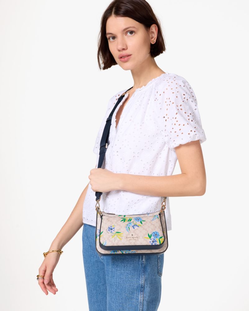 KateSpade Duet Spade Flower Floral Crossbody Blazer Blue Multi