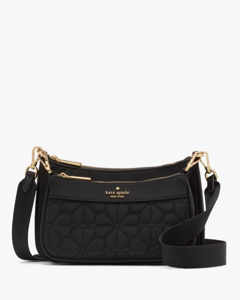 KateSpade Duet Quilted Fabric Small Crossbody Black