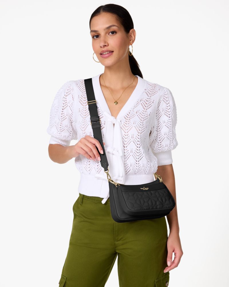 KateSpade Duet Quilted Fabric Small Crossbody Black