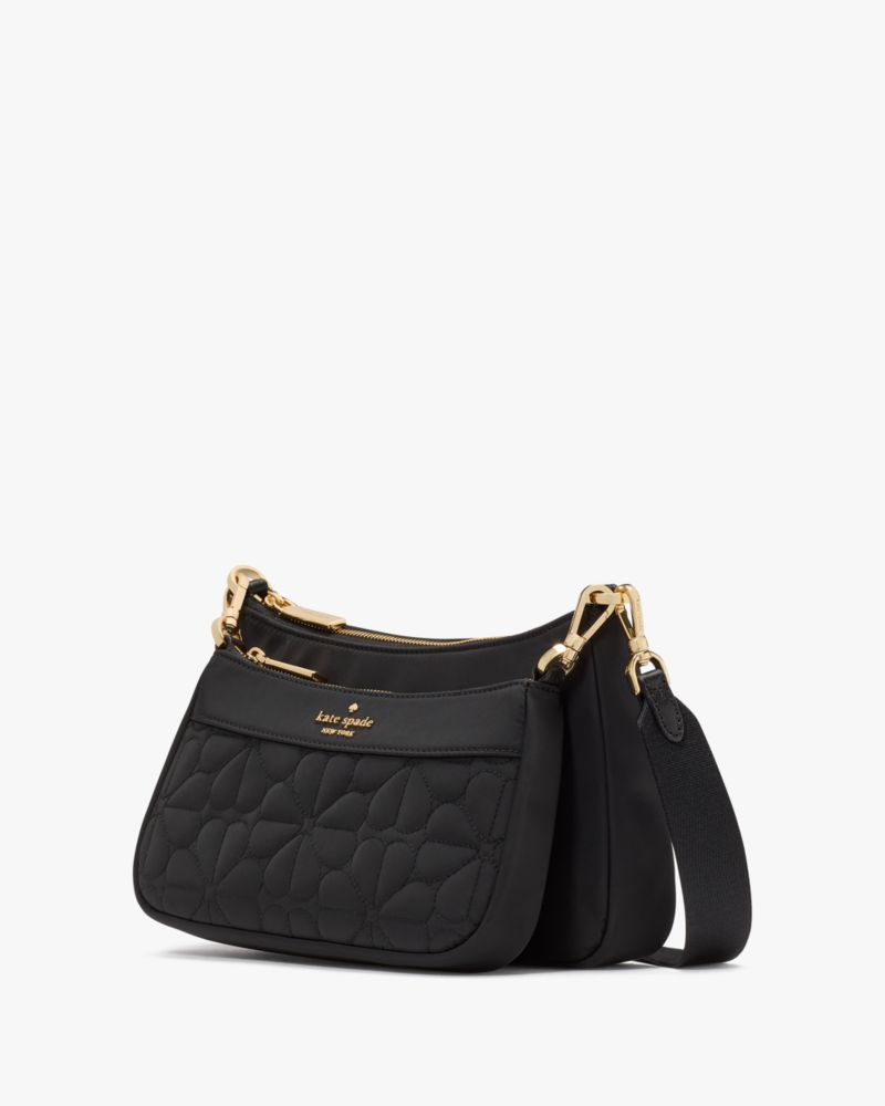 KateSpade Duet Quilted Fabric Small Crossbody Black