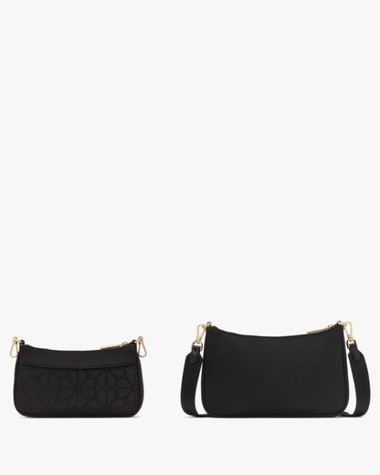 KateSpade Duet Quilted Fabric Small Crossbody Black