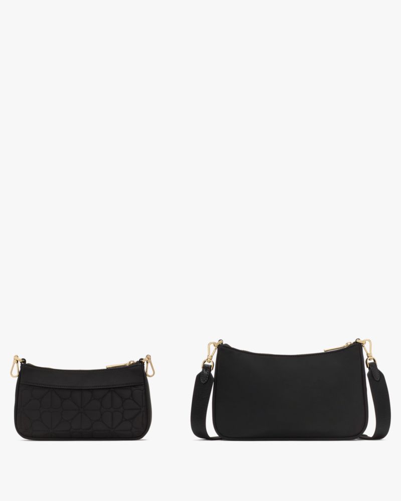 KateSpade Duet Quilted Fabric Small Crossbody Black
