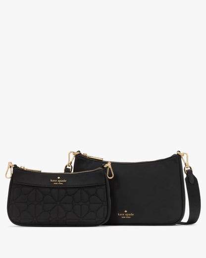 KateSpade Duet Quilted Fabric Small Crossbody Black